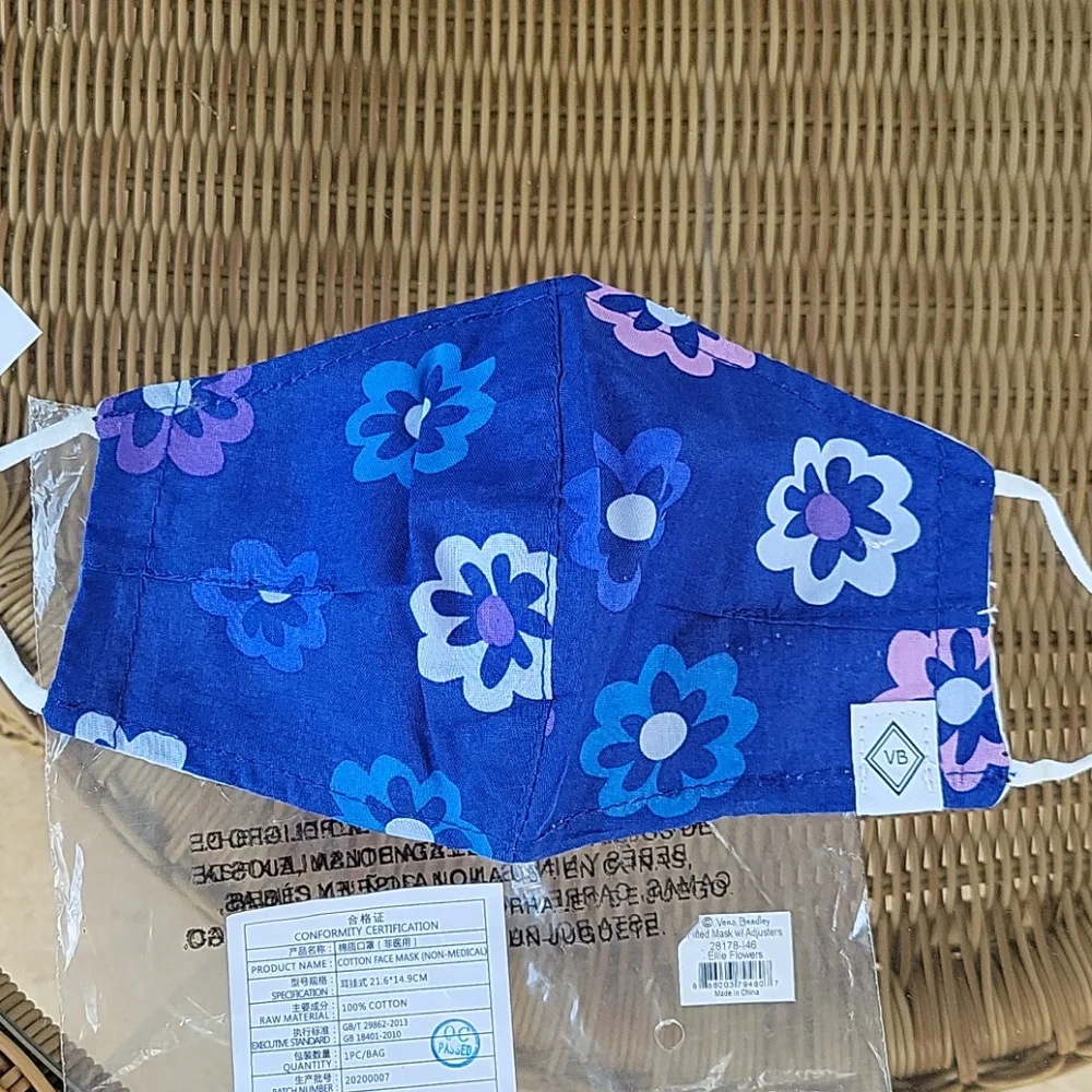 Vera Bradley blue adjustable face mask Ellie Flowers